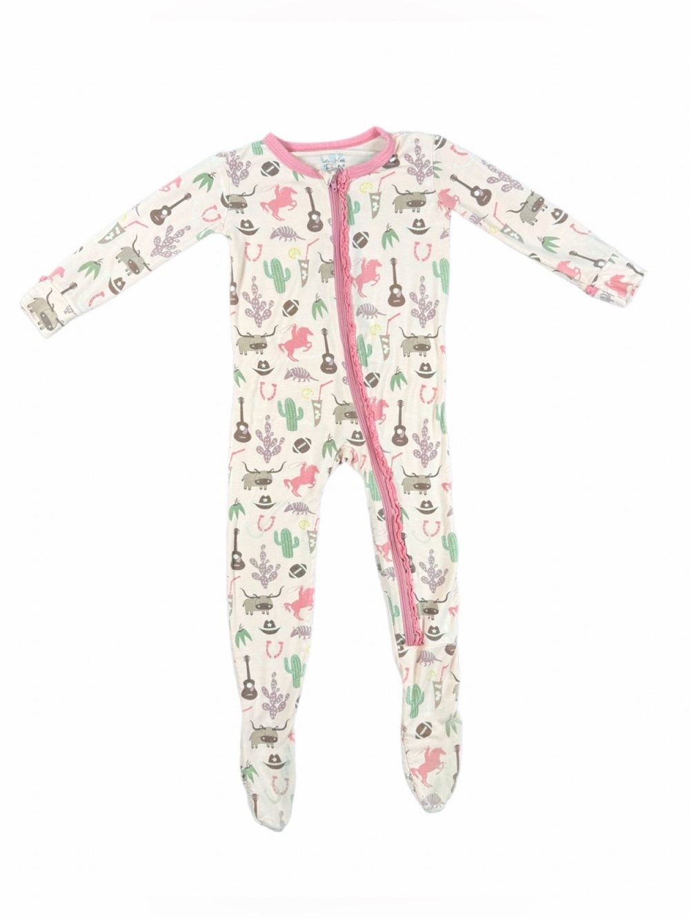 KICKEE PANTS Western Print Bamboo Zipper Footie - 12-18M
